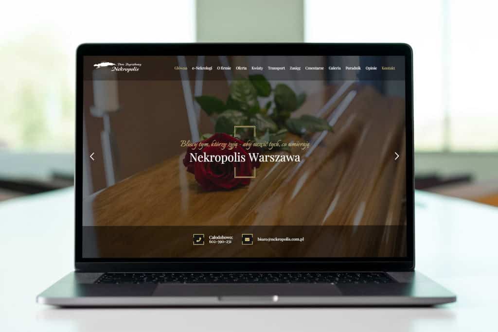 Zakład Pogrzebowy Nekropolis na laptopie